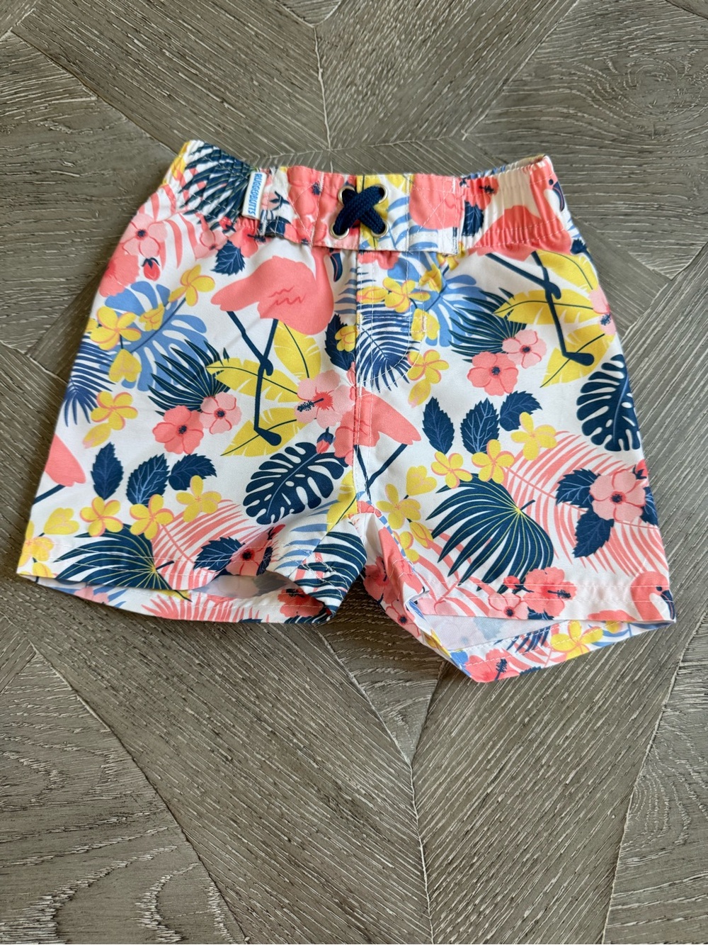 RuggedButts Flamingo Floral Swim Trunks
